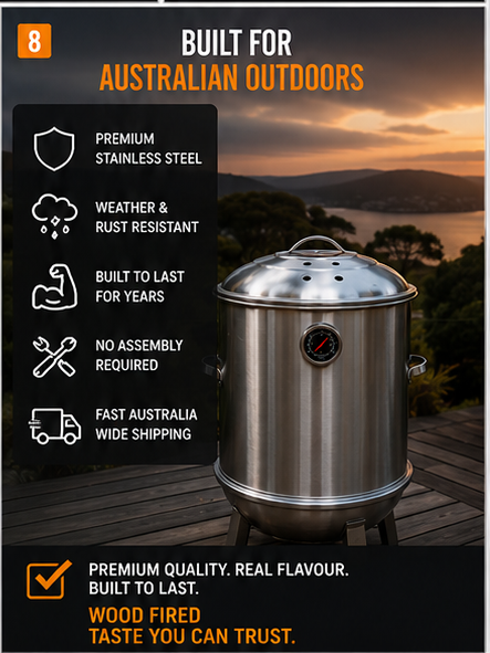 Barrel BBQ built for Australian outdoors — weather resistant fast shipping
