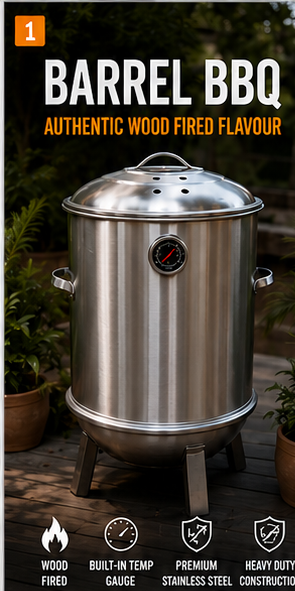 Barrel BBQ — The Charcoal Oven That Cooks Like a Pro hero shot